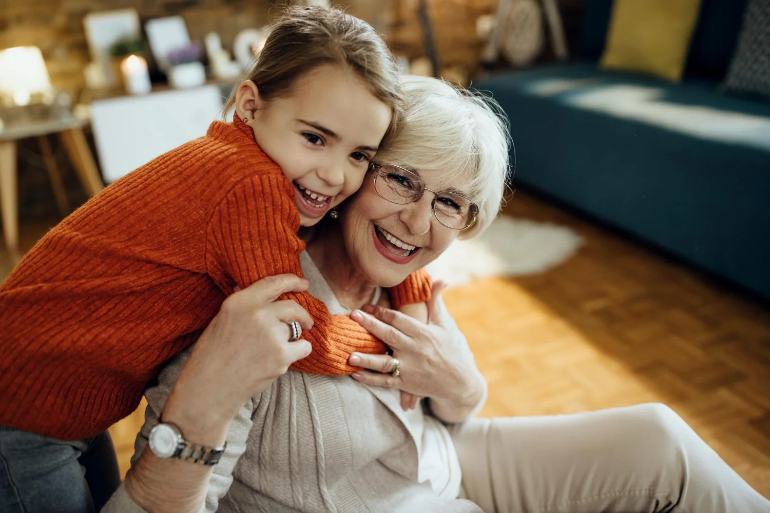 Senior citizen with child